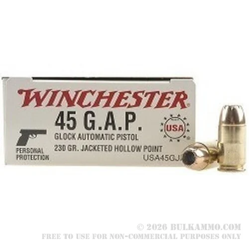 50 Rounds of .45 GAP Ammo by Winchester - 230gr JHP