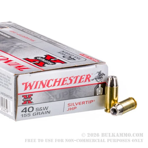 50 Rounds of .40 S&W Ammo by Winchester - 155gr Silvertip JHP