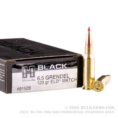 200 Rounds of 6.5mm GrendelAmmo by Hornady Black - 123gr ELD