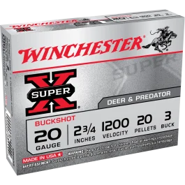 Winchester 20 Gauge 2.75 20 Pellets 3 Buck 1200 fps Ammo