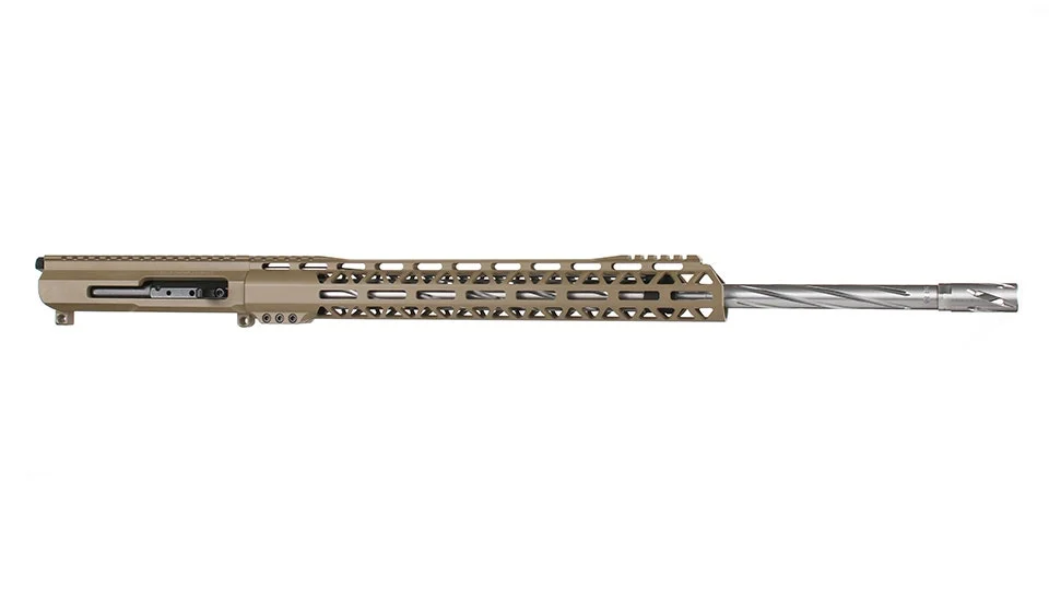 BC-15 | 5.56 NATO Right Side Charging FDE Upper | 22" 416R SS Spiral Fluted Heavy Barrel | 1:8 Twist | Rifle Length Gas System| Talon 15” MLOK Split  Rail | with BCG & Charging Handle
