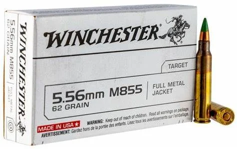 Winchester Ammo Q3269 USA 5.56x45mm NATO 62 gr Full Metal Jacket (FMJ) Rifle Ammo - 20 Rounds - Q3269
