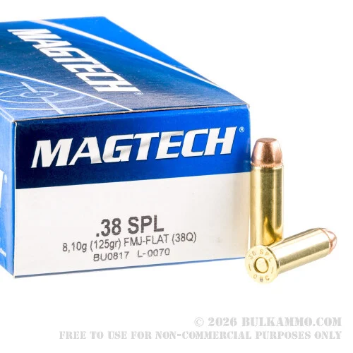 1000 Rounds of .38 Special Ammo by Magtech - 125gr FMJ FN