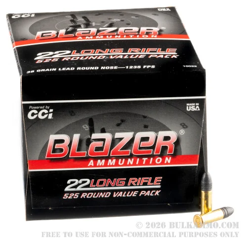525 Rounds of .22 LR Ammo by Blazer - 38gr LRN