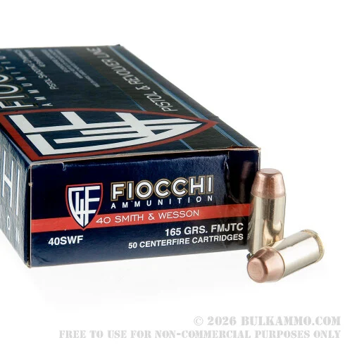 1000 Rounds of .40 S&W Ammo by Fiocchi - 165gr FMJTC