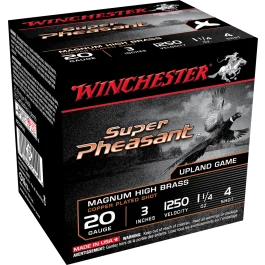 Winchester 20 Gauge 3 1-1/4 oz 4 Shot Copper-Plated Lead 1250 fps Ammo