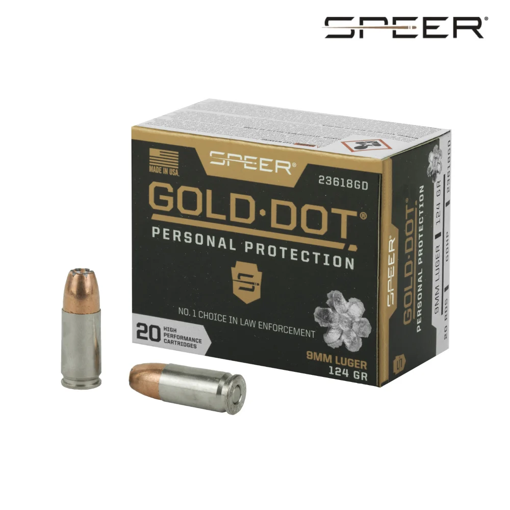 Speer 9mm Gold Dot 124gr Hollow Point Ammo