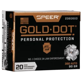 Speer Gold Dot 380 ACP 90 Grain Hollow Point 23606GD
