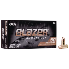 CCI Blazer Brass 9mm 124 Grain FMJ-RN, 50 Rounds 5201