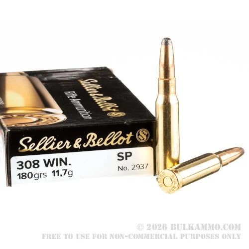 500Rounds of .308 Win Ammo by Sellier & Bellot - 180gr SP