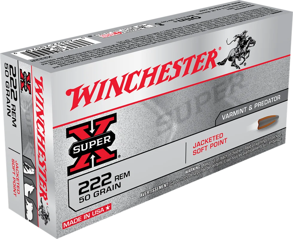 Winchester Ammo X222R Super-X 222 Rem 50 gr Jacketed Soft Point (JSP) Rifle Ammo - 20 Rounds - X222R
