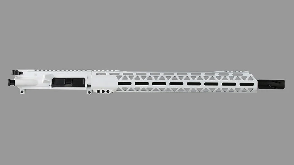BC-15 | 5.56 NATO Storm Trooper White Cerakote Upper | 16" Black Nitride M4 Barrel | 1:7 Twist | Mid-Length Gas System | Talon 15” MLOK Split Rail | with BCG & Charging Handle