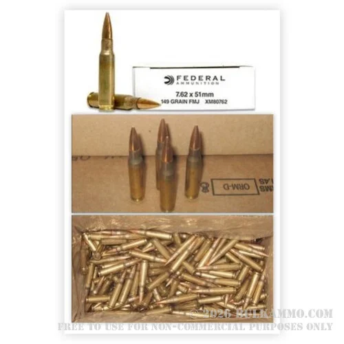 500Rounds of .308 Win Ammo by Federal - 149gr FMJ