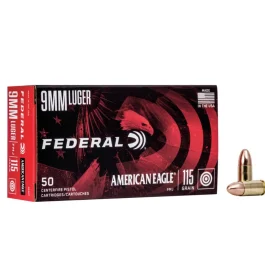 Federal American Eagle 9mm 115GR FMJ Ammunition 50RD AE9DP