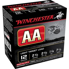 Winchester AA 12 GA 2-3/4" #7.5 Shot Light Target Load Shells 25RD AA127
