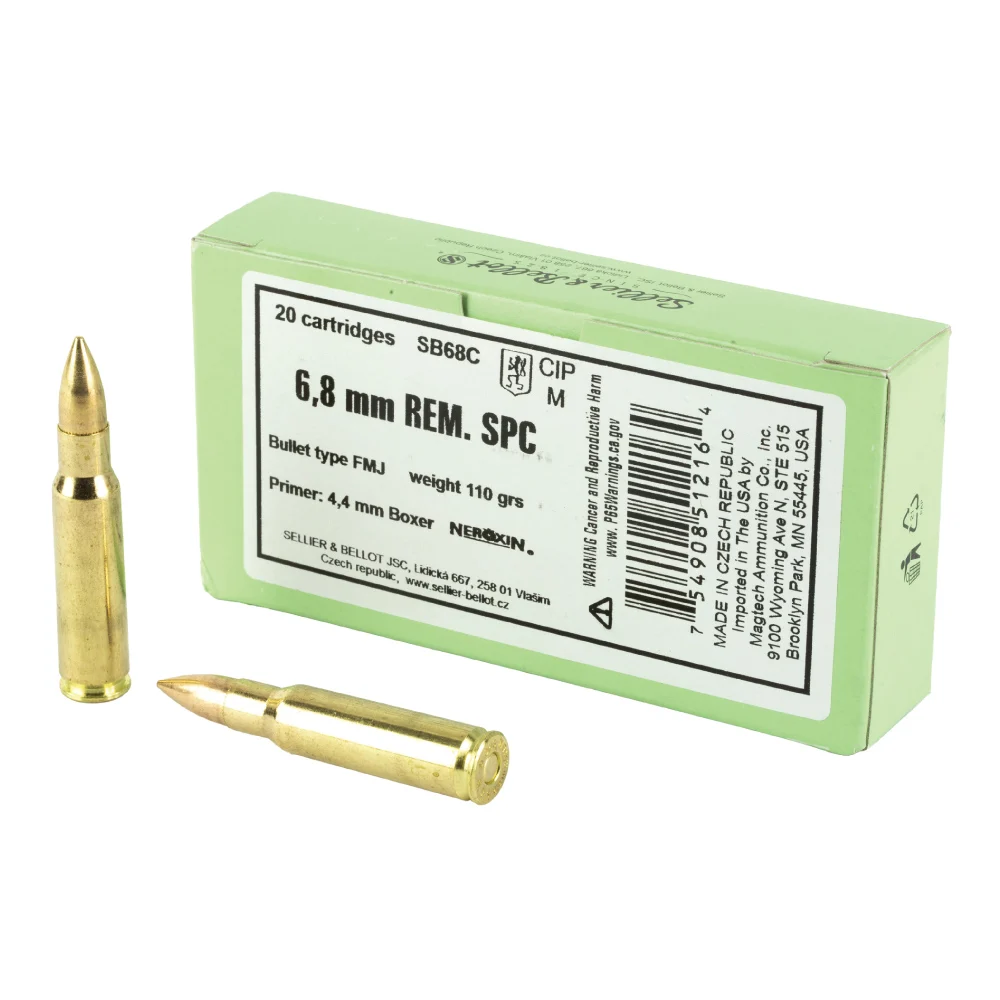 S&B 6.8 SPC 110gr FMJ Ammo