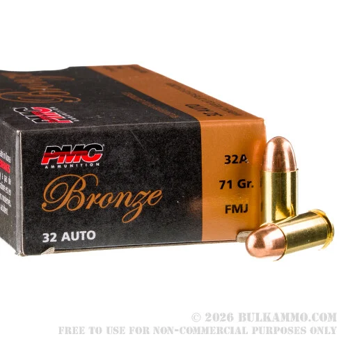 50 Rounds of .32 ACP Ammo by PMC - 71gr FMJ