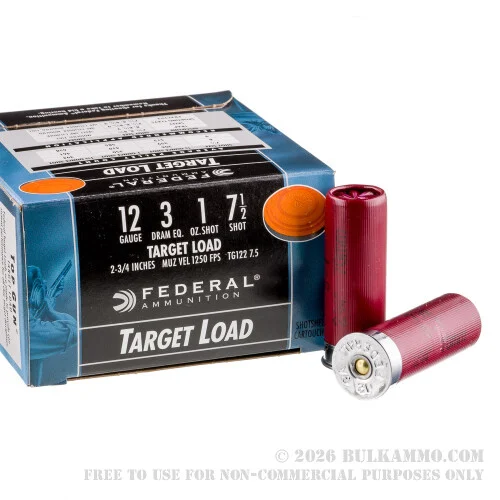 25 Rounds of 12ga 2-3/4" Ammo by Federal Top Gun -#7 1/2 shot