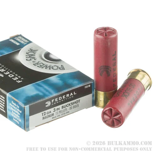 5 Rounds of 12ga 3" Ammo by Federal -00 Buck