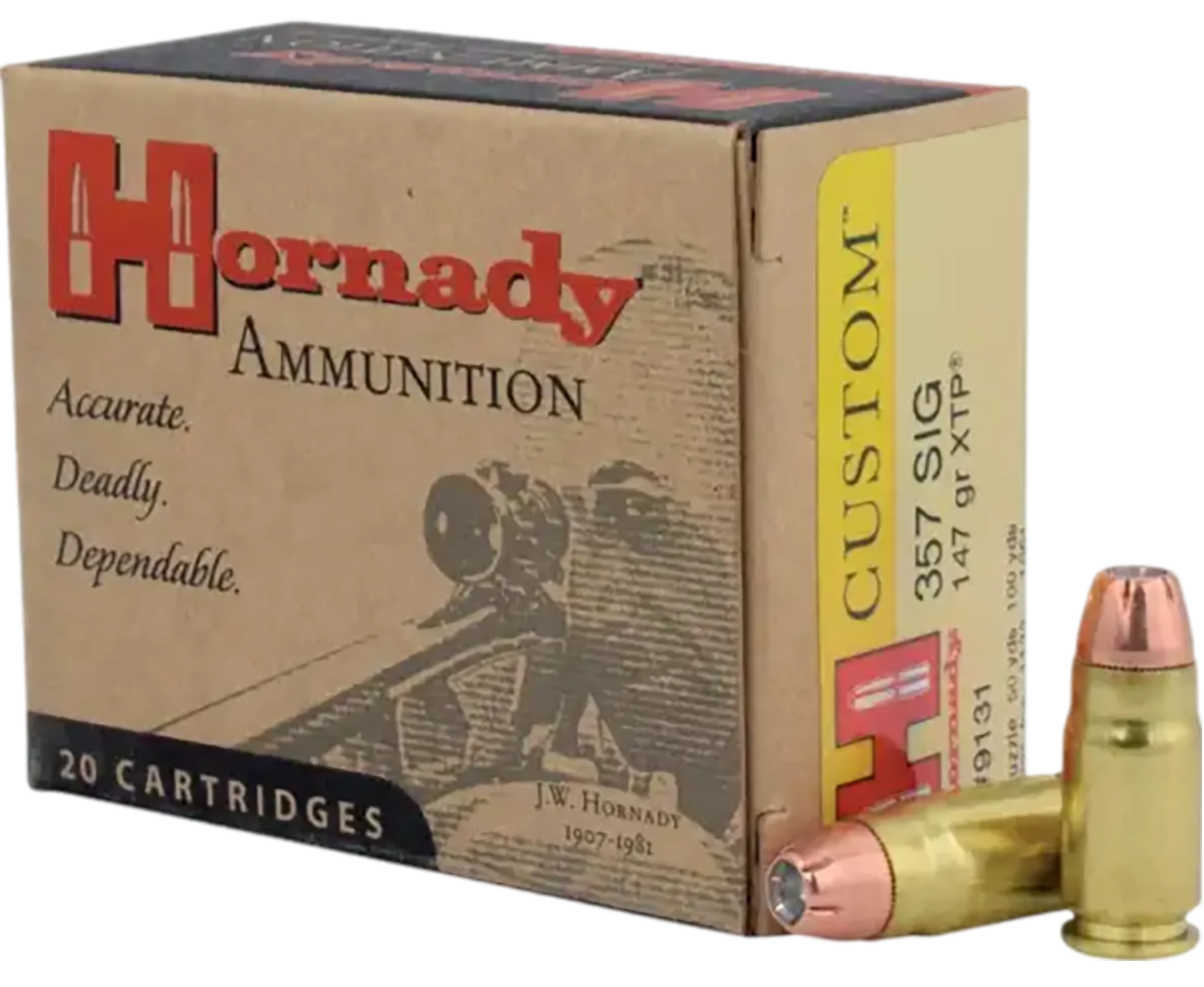Hornady Handgun Ammunition 9131, 357 Sig Sauer, XTP Jacketed Hollow Point (JHP), 147 GR, 1225 fps, 20 Rd/bx