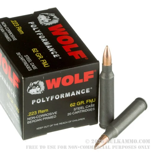 500Rounds of .223 Ammo by Wolf WPA Polyformance - 62gr FMJ