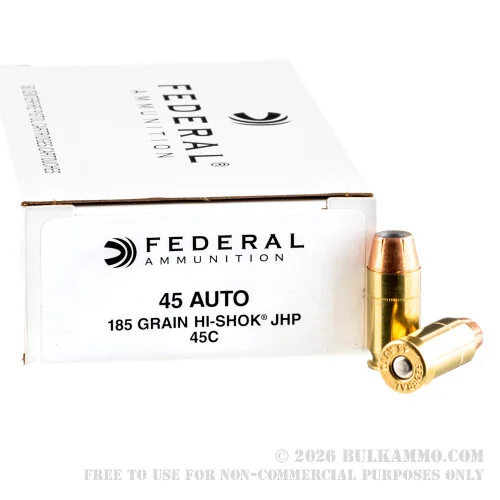 1000 Rounds of .45 ACP Ammo by Federal - 185gr JHP