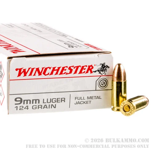 50 Rounds of 9mm Ammo by Winchester - 124gr FMJ