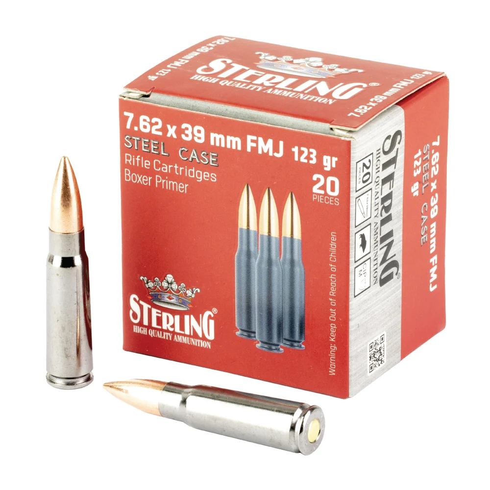 Sterling Select 7.62x39 123gr FMJ Steel Case Ammo