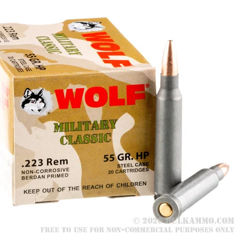 500Rounds of .223 Ammo by Wolf WPA - 55gr HP