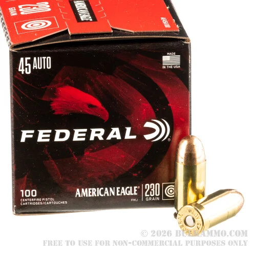 500Rounds of .45 ACP Ammo by Federal American Eagle - 230gr FMJ