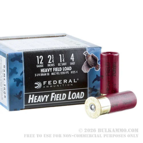25 Rounds of 12ga Ammo by Federal -#4 shot