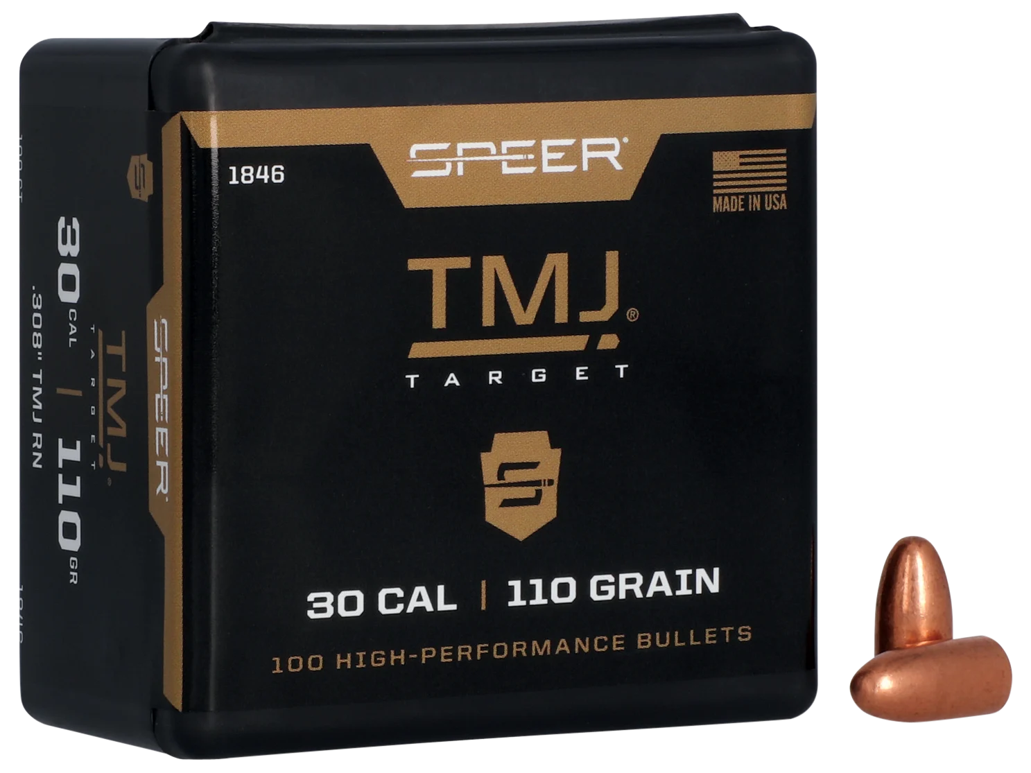 Speer 30 Caliber 110 Grain Full Metal Jacket/Round Nose 100/Box (1846), Not Loaded