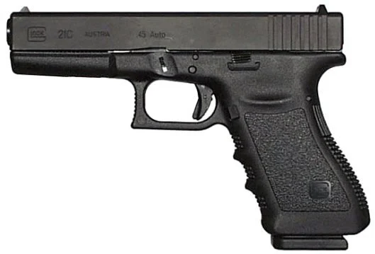 Glock 21 Standard Pistol w/Compensator PI2159201, 45 ACP, 4.60 in, Polymer Grip, Black Finish, Fixed Sights, 10 Rd