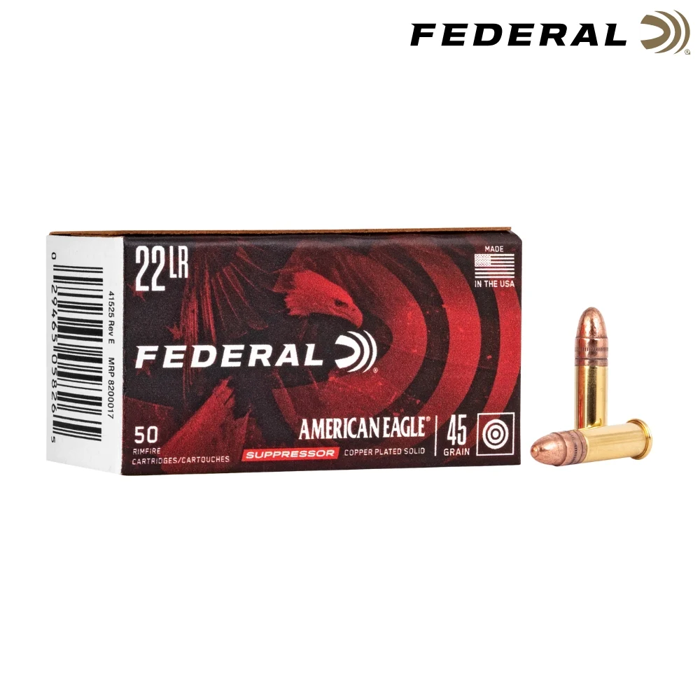 Federal American Eagle Suppressor .22 LR 45gr CPRN Ammo