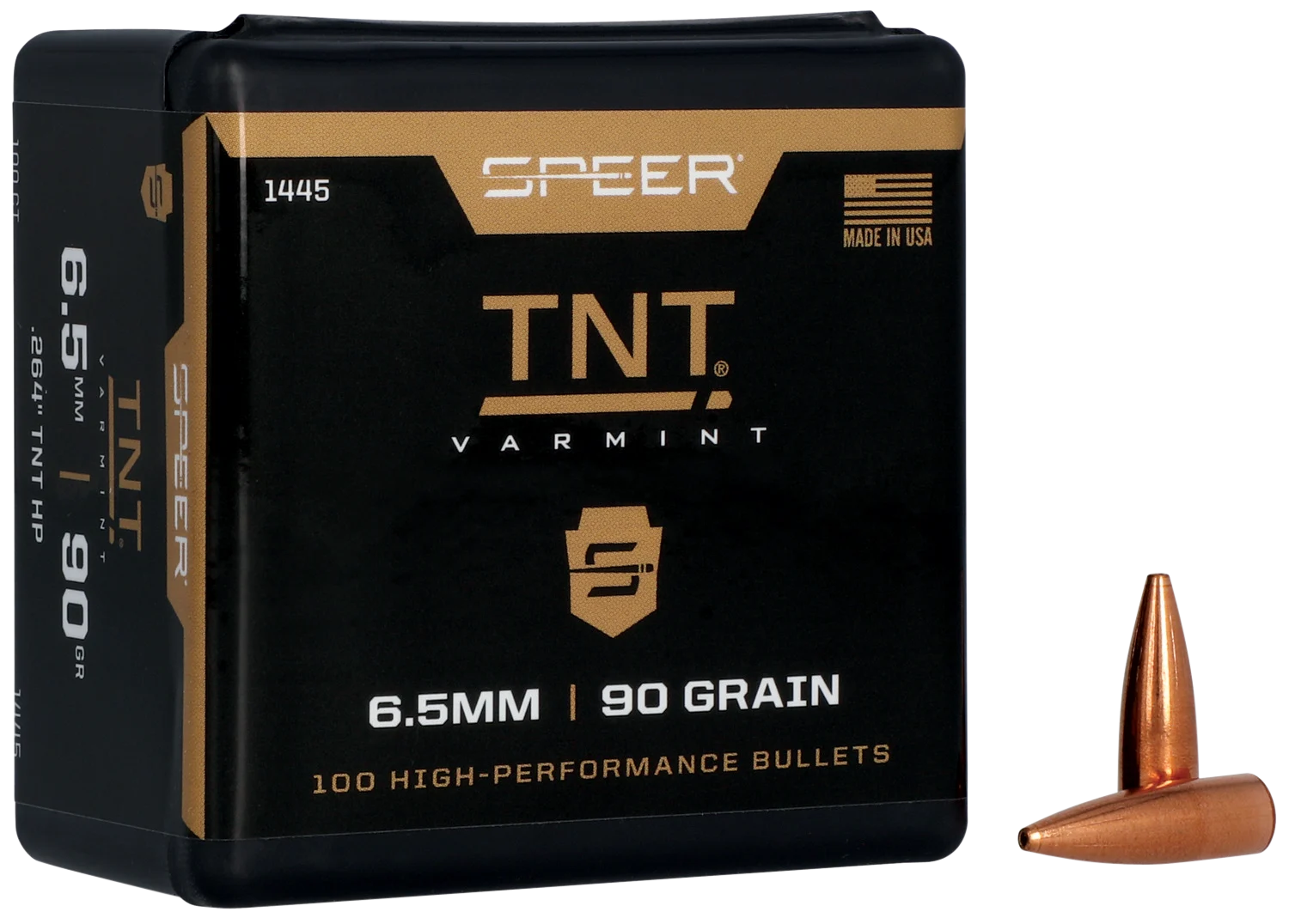 Speer 264 Caliber 90 Grain TNT Hollow Point 100/Box (1445), Not Loaded