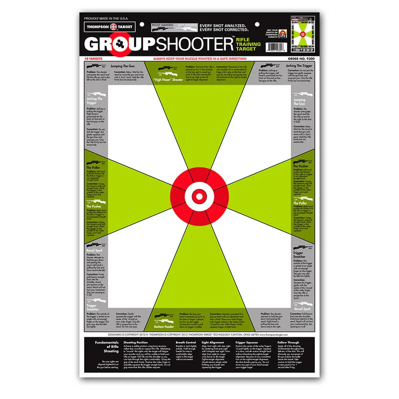 Thompson Targets 9300-10 LG Group SHOOTER RIFLE 12.5"x19" 10pk - 9300-10