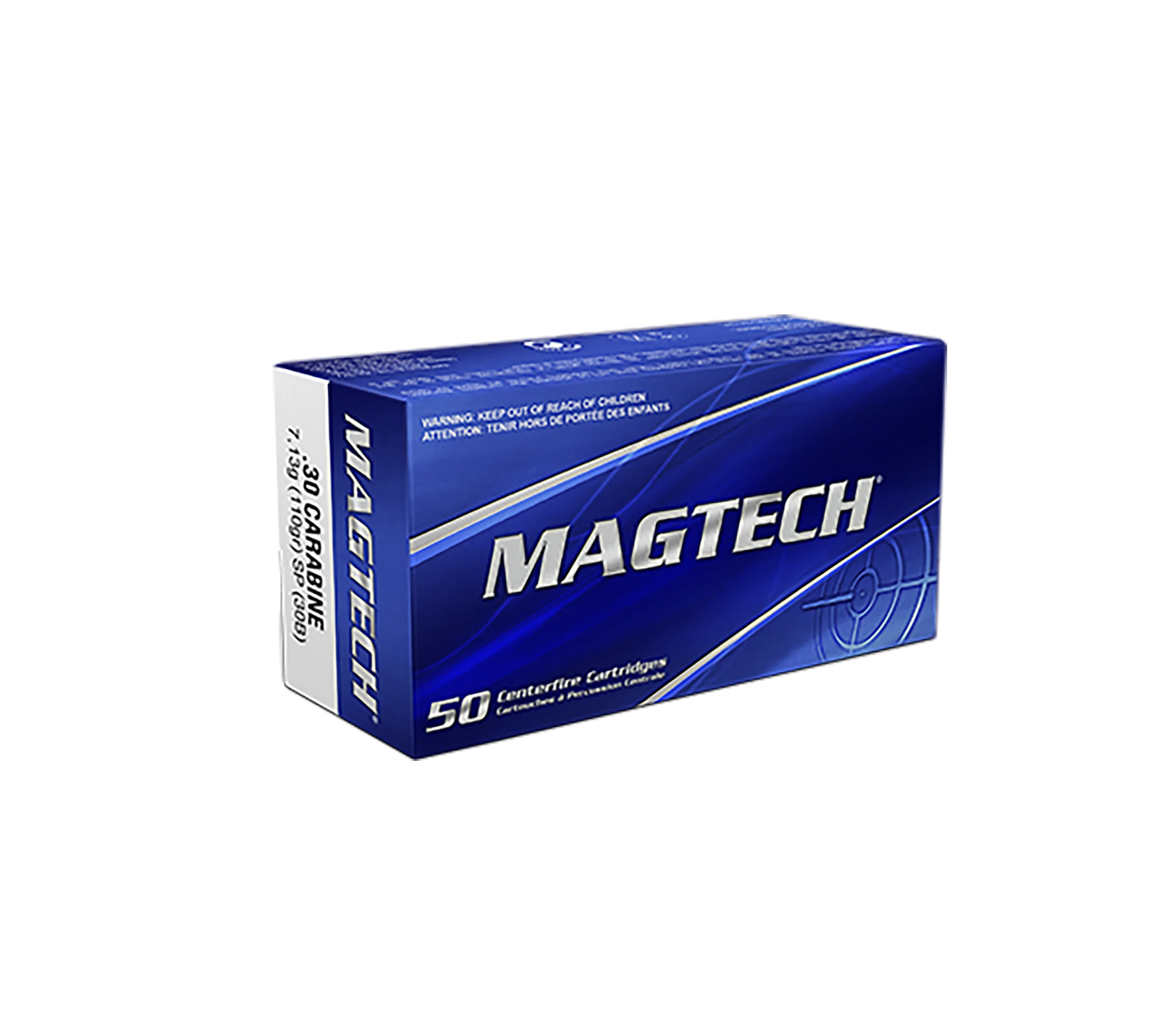 Magtech Sport Hunting Rifle Ammunition 30B, 30 Carbine, Soft Point (SP), 110 GR, 1990 fps, 50 Rd/bx
