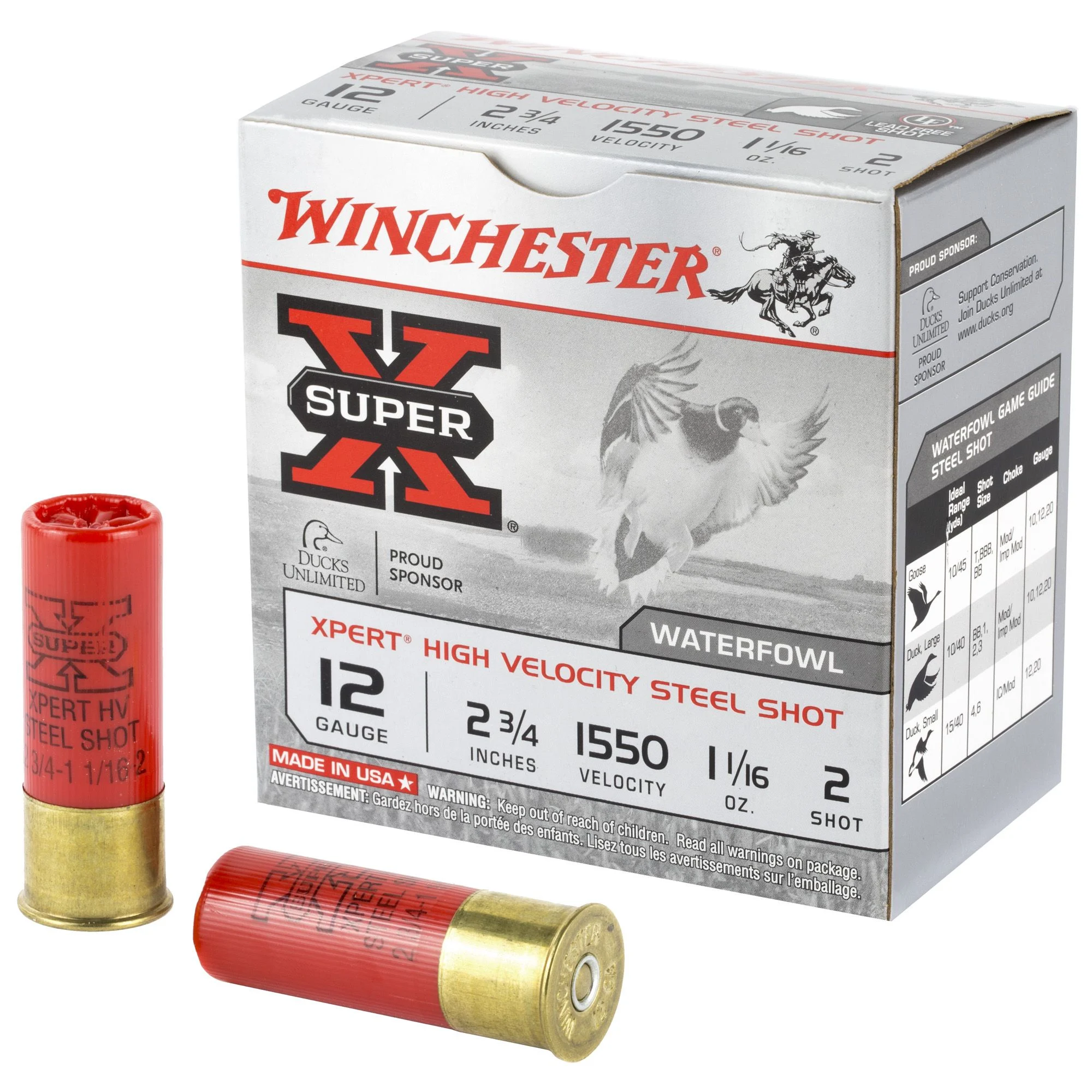 Winchester Ammunition Xpert HI-Velocity Steel 12 Gauge 2.75" #2 1.06 oz. Steel Shot Lead Free Shotgun Ammo - 25 Rounds - WNWEX122