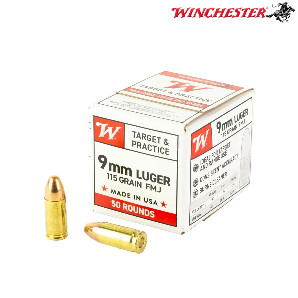 Winchester USA 9mm 115gr FMJ Ammo