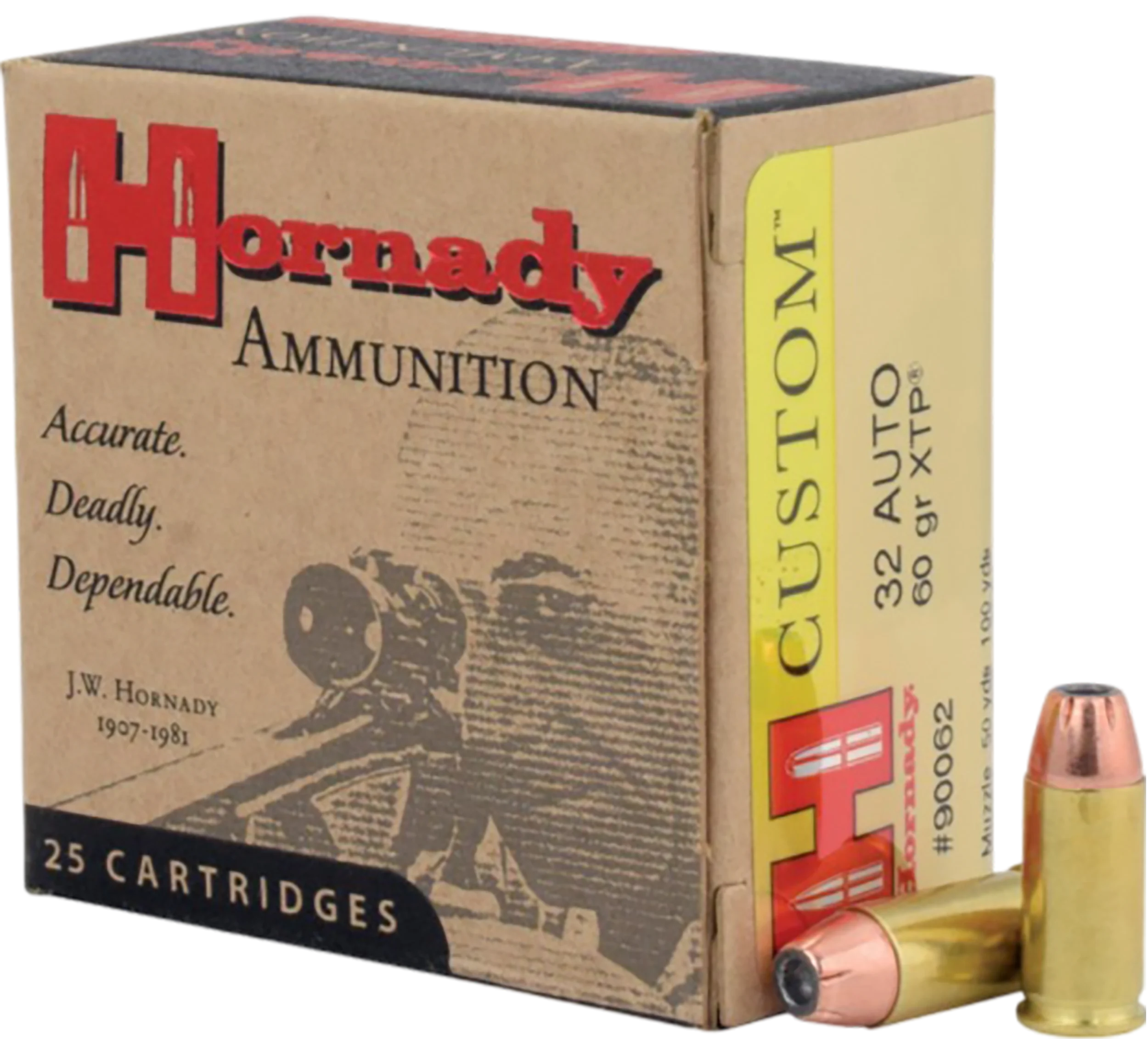 Hornady Handgun Ammunition 90062, 32 ACP, XTP Jacketed Hollow Point (HP), 60 GR, 1000 fps, 25 Rd/bx