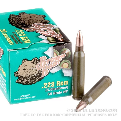 500Rounds of .223 Ammo by Brown Bear - 55gr HP