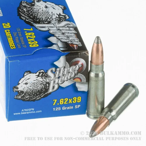 500Rounds of 7.62x39mm Ammo by Silver Bear - 125gr SP
