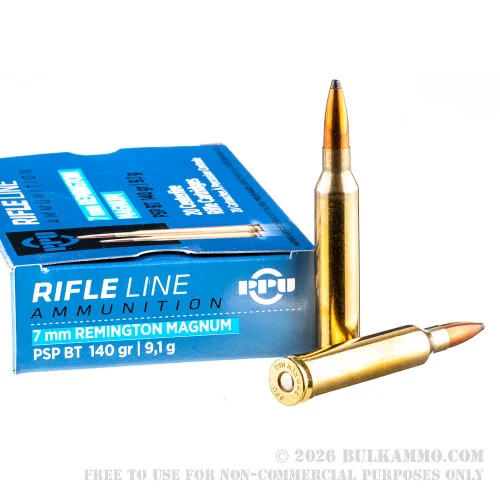 20 Rounds of 7mm Rem Mag Ammo by Prvi Partizan - 140gr PSP