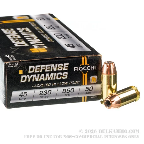 500Rounds of .45 ACP Ammo by Fiocchi - 230gr JHP