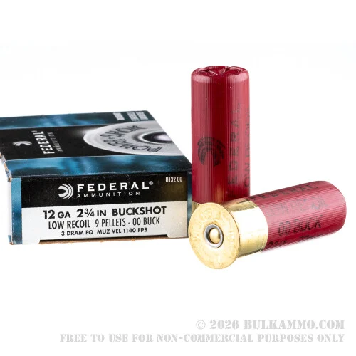 5 Rounds of 12ga Ammo by Federal -00 Buck