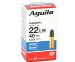 Aguila Subsonic 22 Long Rifle Ammo 40 Grain Lead Solid Point - 1B220269