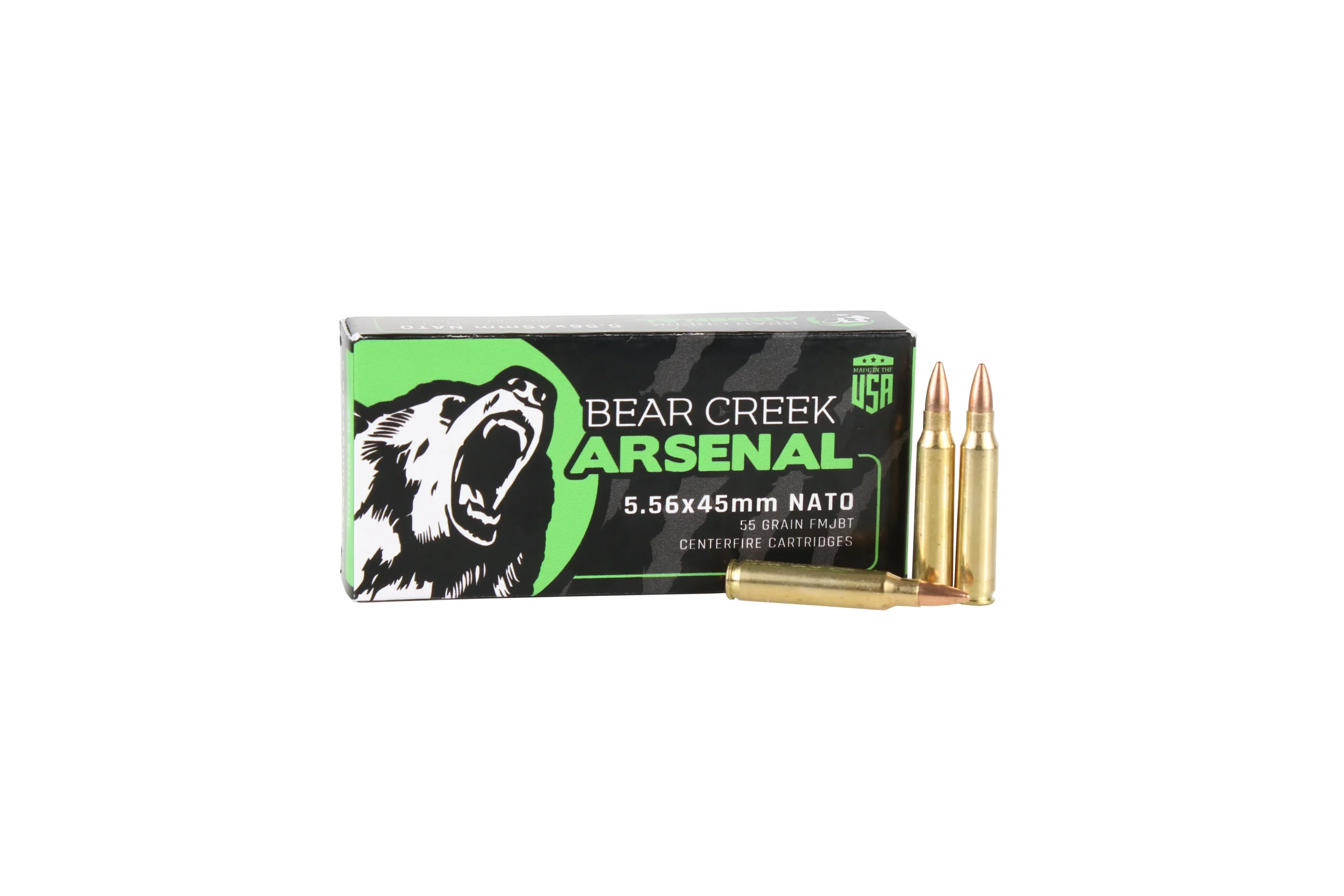 Bear Creek Arsenal | 5.56 FMJ Boat Tail Ammunition | 55 grain | 20 Rounds
