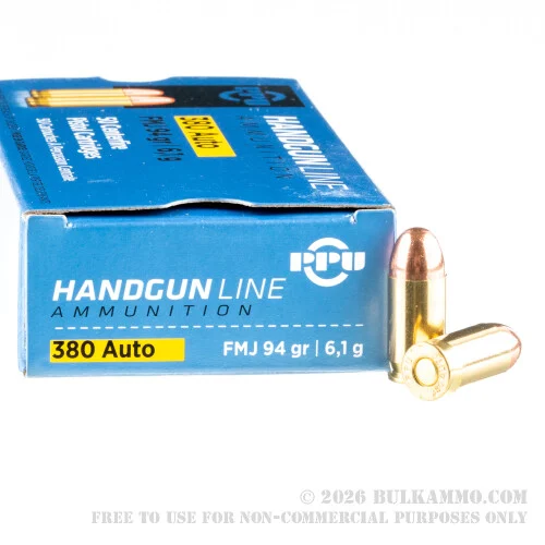 400 Rounds of .380 ACP Ammo by Prvi Partizan - 94gr FMJ
