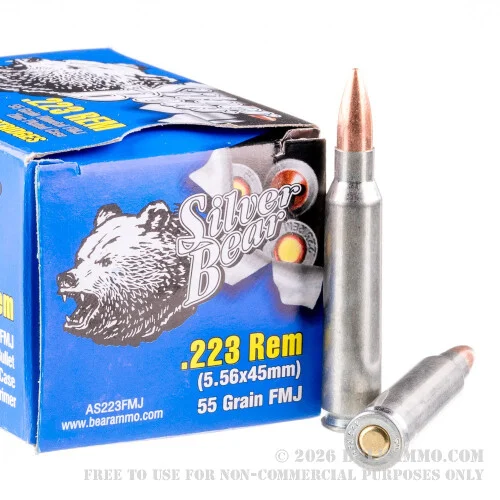 500Rounds of .223 Ammo by Silver Bear - 55gr FMJ