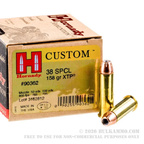 25 Rounds of .38 Spl Ammo by Hornady - 158gr JHP